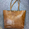 Soft Brown Leather Tote Bag Soft Genuine Leather Tote Bag With Zipper Womens - iLeatherhandbag