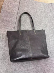 Soft black Leather Tote Bag Soft Genuine Leather Tote Bag With Zipper Womens - iLeatherhandbag
