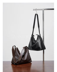 Women's Black Leather Hobo Shoulder Bag Genuine Leather Hobo Purses - iLeatherhandbag