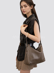 Women's brown Leather Hobo Shoulder Bag Genuine Leather Hobo Purses - iLeatherhandbag