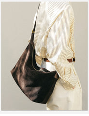 
Suede Hobo Shoulder Bag Brown Suede Hobo Bag With Zipper Women's Leather Hobo Bags
