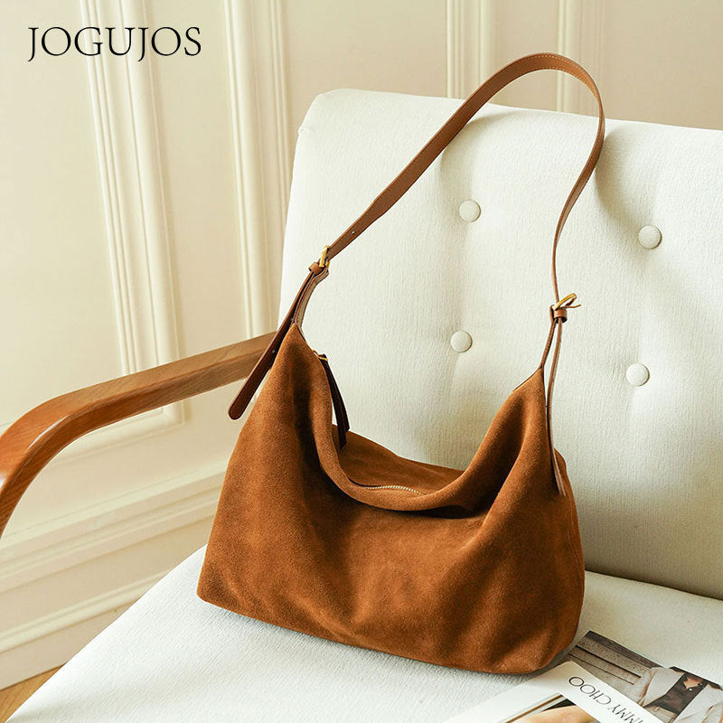 
Suede Hobo Shoulder Bag Brown Suede Hobo Bag With Zipper Women's Leather Hobo Bags
