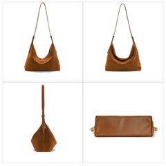 Brown Suede Hobo Bag Small Hobo Shoulder Bag Womens Soft Leather Leather Hobo
