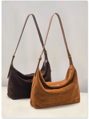 Suede Hobo Shoulder Bag Genuine Leather Brown Suede Hobo Bag Womens