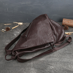 Triangle Genuine Leather Backpack Bag Leather Rucksack Bag 