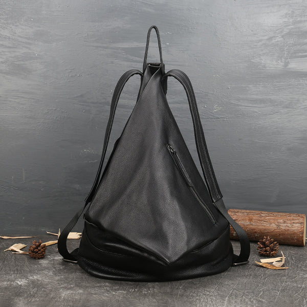 Triangle Genuine Leather Backpack Bag Leather Rucksack Bag 