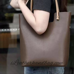 Genuine Leather Tote Vertical Leather Tote Bag Tall Leather Tote Womens - iLeatherhandbag