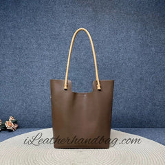 Genuine Leather Tote Vertical Leather Tote Bag Tall Leather Tote Womens - iLeatherhandbag