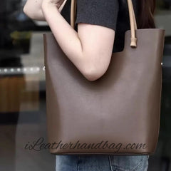 Genuine Leather Tote Vertical Leather Tote Bag Tall Leather Tote Womens - iLeatherhandbag