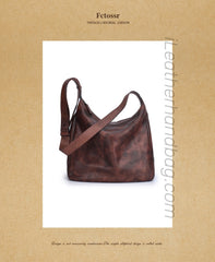Women's brown Leather Hobo Shoulder Bag Retro Genuine Leather Hobo Purses 