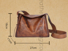 brown Vintage Leather Hobo Bag With Zipper Western Hobo Purse Medium Hobo Purse Womens 