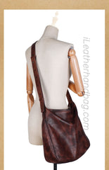 Women's brown Leather Hobo Shoulder Bag Retro Genuine Leather Hobo Purses 