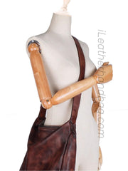 Women's brown Leather Hobo Shoulder Bag Retro Genuine Leather Hobo Purses 