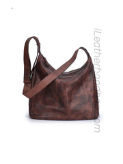 Women's brown Leather Hobo Shoulder Bag Retro Genuine Leather Hobo Purses 