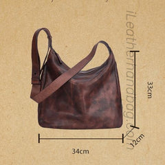 Women's brown Leather Hobo Shoulder Bag Retro Genuine Leather Hobo Purses 