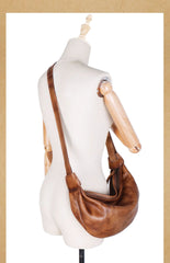 brown Vintage Leather Hobo Crossbody Purse Slouchy Leather Hobo Bag Womens 