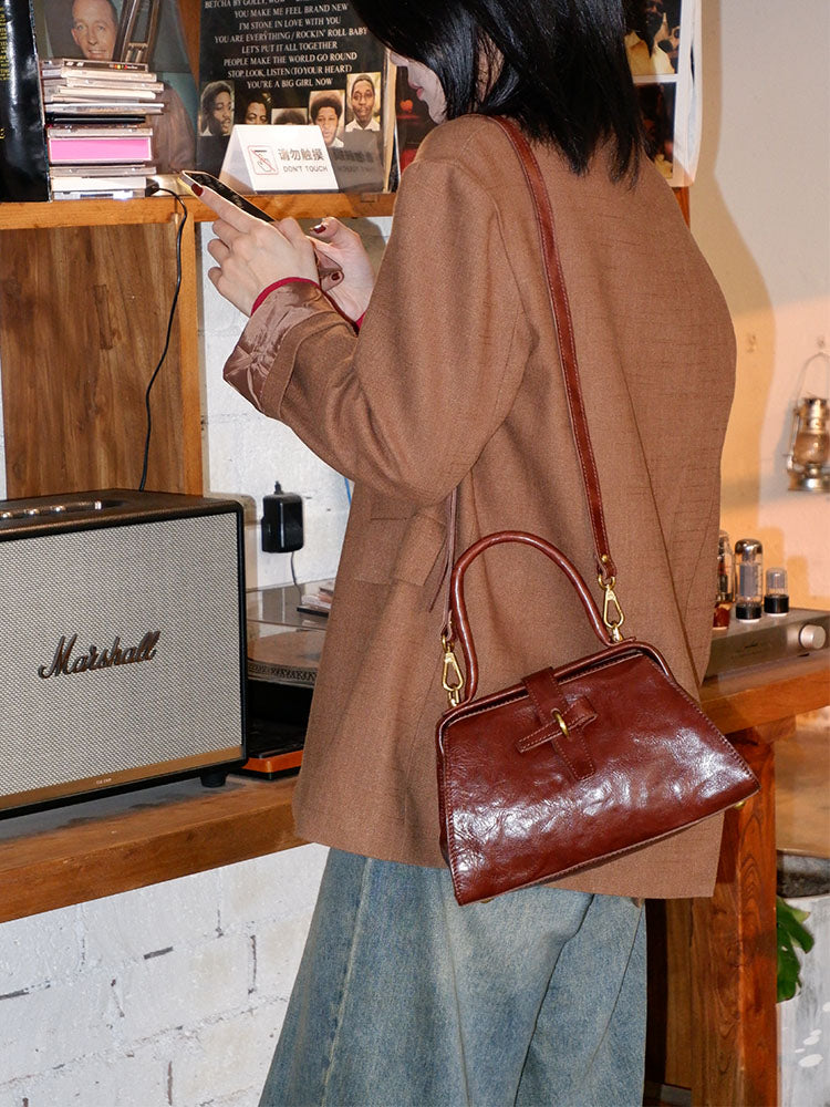 I Santi Italy Vintage Womens Leather Purse Shoulder Bag Pouch 