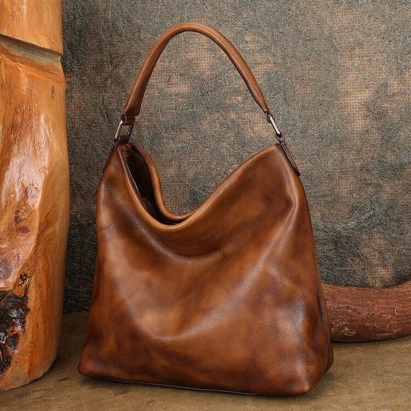 Vintage Leather Hobo Bag With Zipper Western Hobo Purse Medium Hobo Purse Womens 
