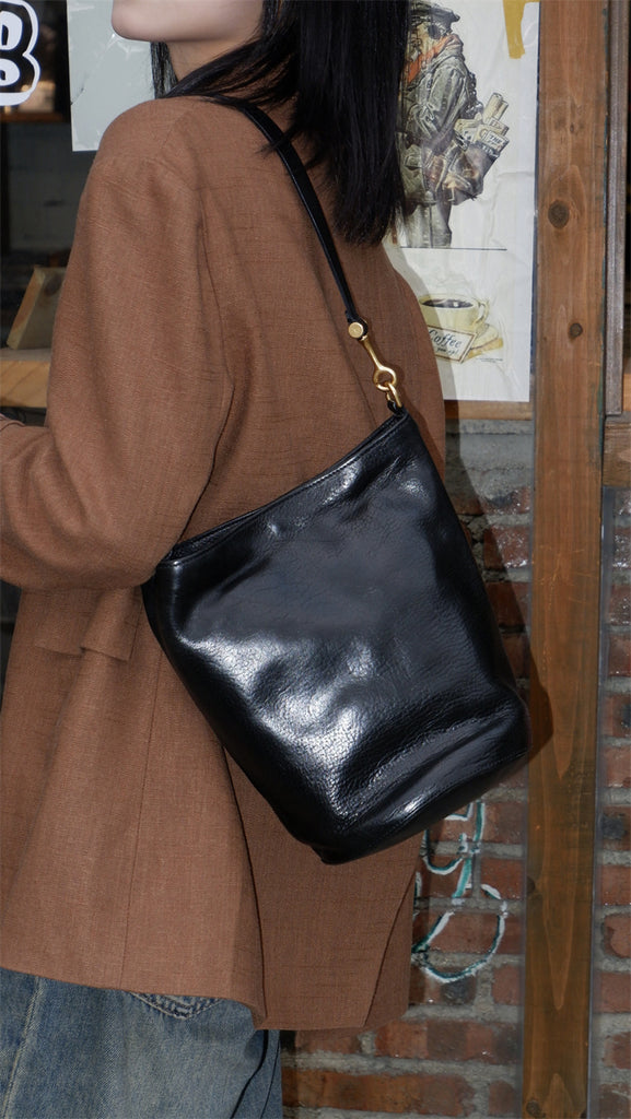 Waxy Leather Bucket Bag – iLeatherhandbag