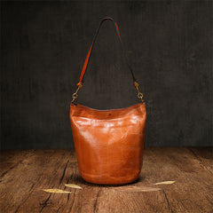 Waxy Leather Bucket Bag
