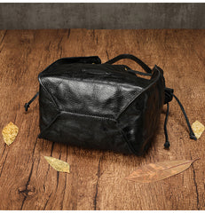 Waxy Leather Drawstring Bucket Bag