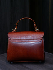 Waxy Leather Mini Satchel Clutch Bag For Ladies