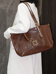 Cowhide Tote Western Leather Tote Bag With Shoulder Strap Genuine Leather Tote Bags For Women 