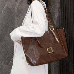 Cowhide Tote Western Leather Tote Bag With Shoulder Strap Genuine Leather Tote Bags For Women 