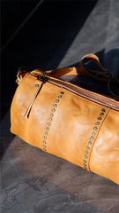 Western Rivet Bag Leather Barrel Crossbody Bag Purse For Ladies