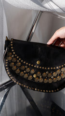 Western Rivet Bag Leather Saddle Crossbody Bag Purse For Ladies