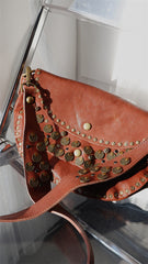 Western Rivet Bag Leather Saddle Crossbody Bag Purse For Ladies