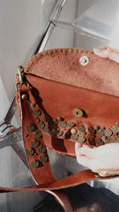 Western Rivet Bag Leather Saddle Crossbody Bag Purse For Ladies