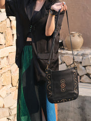 Western Black Studded Hobo shoulder bag