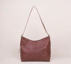 brown Leather Hobo Shoulder Bag Ladies Leather Hobo Bag Zipper Medium Hobo Purse