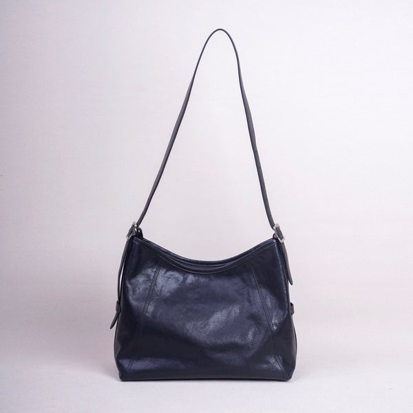 black Leather Hobo Shoulder Bag Ladies Leather Hobo Bag Zipper Medium Hobo Purse