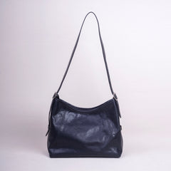 black Leather Hobo Shoulder Bag Ladies Leather Hobo Bag Zipper Medium Hobo Purse