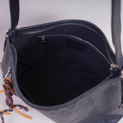 inner of black Leather Hobo Shoulder Bag