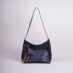 black Leather Hobo Shoulder Bag Ladies Leather Hobo Bag Zipper Medium Hobo Purse