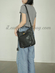 Women's Black Leather Hobo Shoulder Bag Genuine Leather Hobo Purses