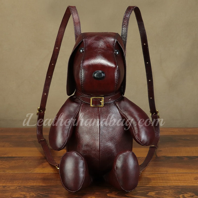 cute womens leather backpack Puppy Dog Genuine Leather Small Backpack Women's Cute Leather Backpack – iLeatherhandbag