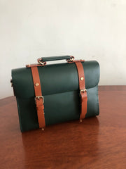 Handmade Leather Satchel Handbags Women's Genuine Leather Satchel Green Satchel Bag 