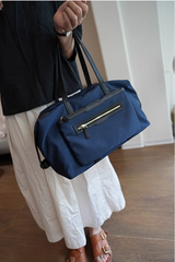 Lightweight Leather Tote Bag Women's Nylon And Leather Tote Bag With Zipper - iLeatherhandbag