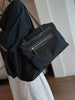 Lightweight Leather Tote Bag Women's Nylon And Leather Tote Bag With Zipper - iLeatherhandbag