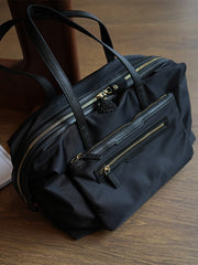 Medium Nylon And Leather Weekender Tote Women's Nylon And Leather Tote Bag 