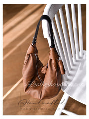 details of Women's Slouchy Hobo Bag Lambskin Leather Croissant Bag Purse - iLeatherhandbag