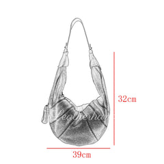 Genuine Leather Croissant Sling Bags Shoulder Soft Leather Slouchy Hobo Bag Purse - iLeatherhandbag