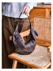 Genuine Leather Croissant Sling Bags Shoulder Soft Leather Slouchy Hobo Bag Purse - iLeatherhandbag