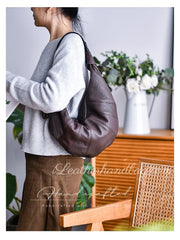 Women's Slouchy Hobo Bag Lambskin Leather Croissant Bag Purse - iLeatherhandbag