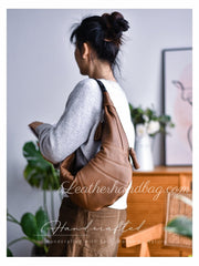 Genuine Leather Croissant Sling Bags Shoulder Soft Leather Slouchy Hobo Bag Purse - iLeatherhandbag