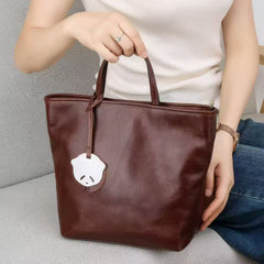 Women's Small Leather Tote Handbag With Leather Straps Small brwon Leather Crossbody Purse 